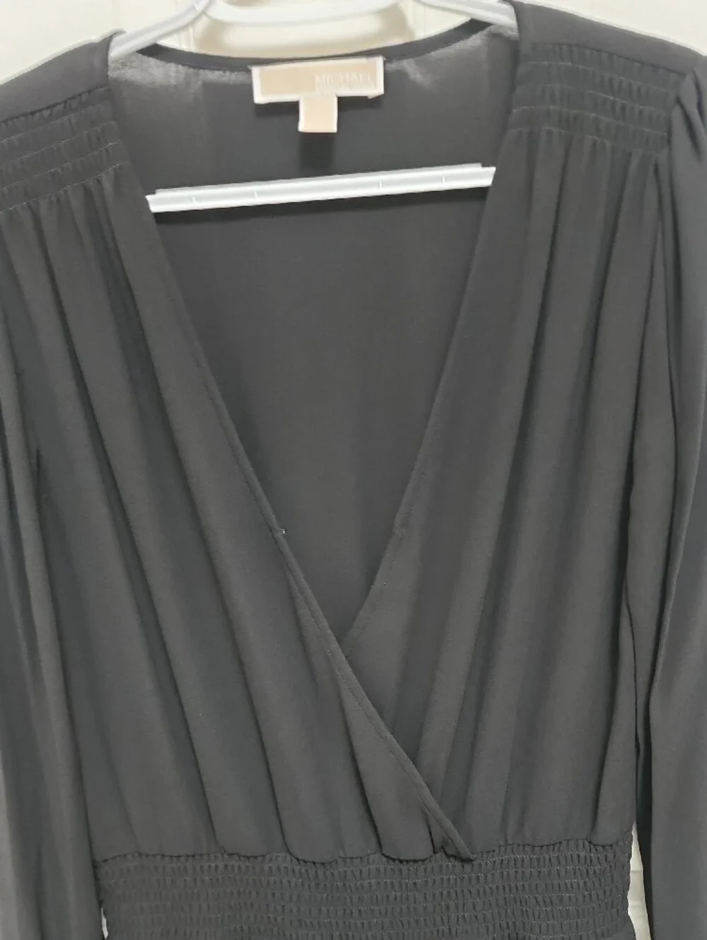 Michael Kors Size Small Black Wrap-Front Long Sleeve Dress With Lining